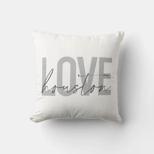 Modern, simple, cool, urban design Love Houston Cushion