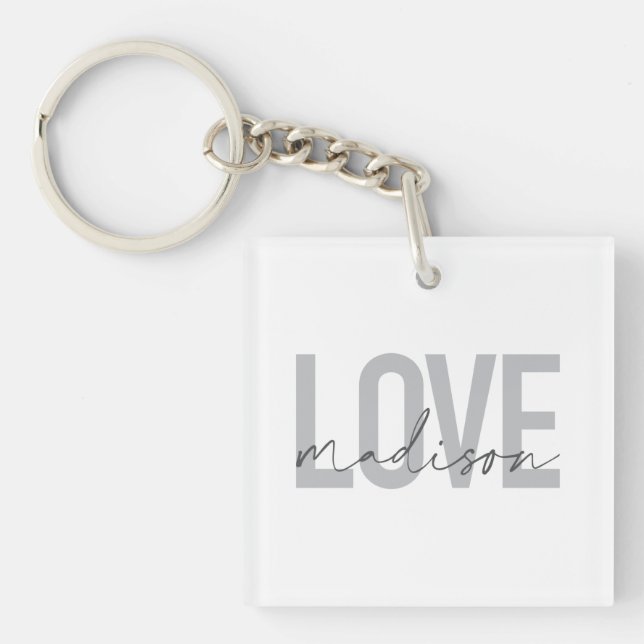 Modern, simple, cool, urban design Love Madison Key Ring (Front)