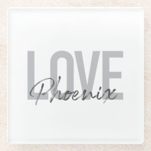 Modern, simple, cool, urban design Love Phoenix Glass Coaster