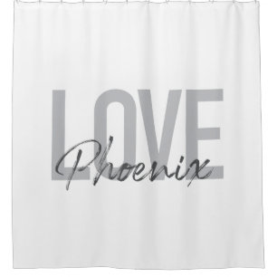 Modern, simple, cool, urban design Love Phoenix Shower Curtain