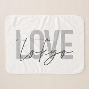 Modern, simple, cool, urban design Love Tokyo Sherpa Blanket