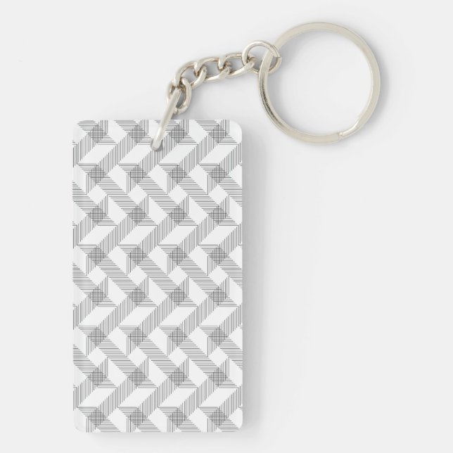 Modern, simple, cool, urban zigzag line pattern key ring (Back)