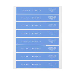 Modern Simple Cornflower Blue Wedding Wrap Around Label