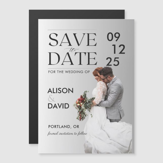 Modern Simple Couple Photo Save The Date Template  Magnetic Invitation (Front/Back)