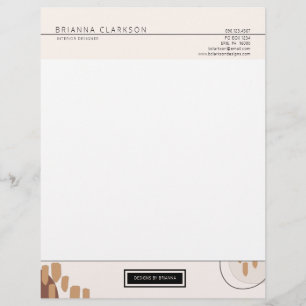 Modern Simple Cream and Earth Tones Abstract Art Custom Letterhead