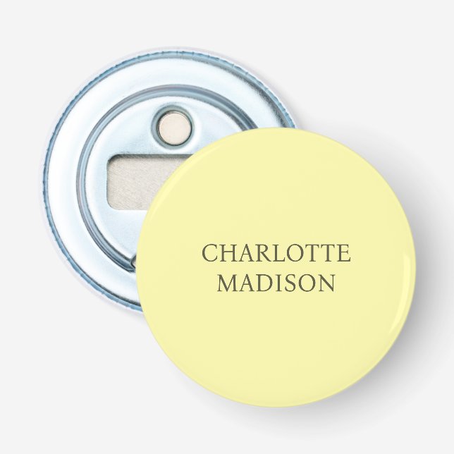 Modern Simple Cream Trendy Minimalist Plain Name Bottle Opener (Front)