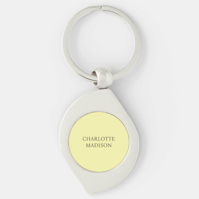 Modern Simple Cream Trendy Minimalist Plain Name Key Ring (Front)