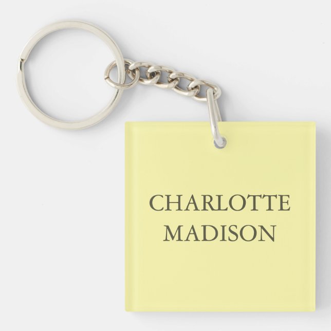 Modern Simple Cream Trendy Minimalist Plain Name Key Ring (Front)