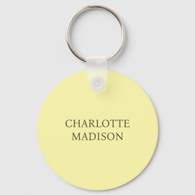 Modern Simple Cream Trendy Minimalist Plain Name Key Ring (Front)