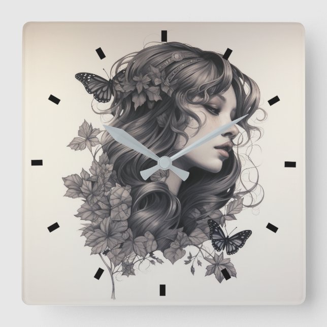 Modern simple Create Your Own Square Wall Clock (Front)