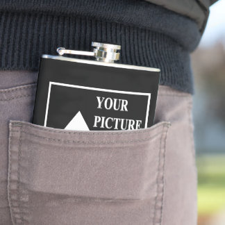 Modern Simple Create Your Own Wedding Picture Hip Flask