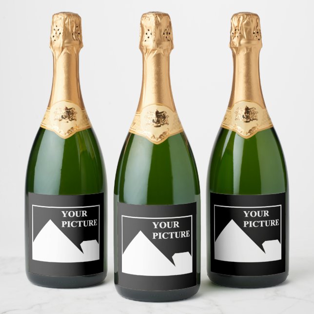 Modern Simple Create Your Own Wedding Picture Sparkling Wine Label (Bottles)