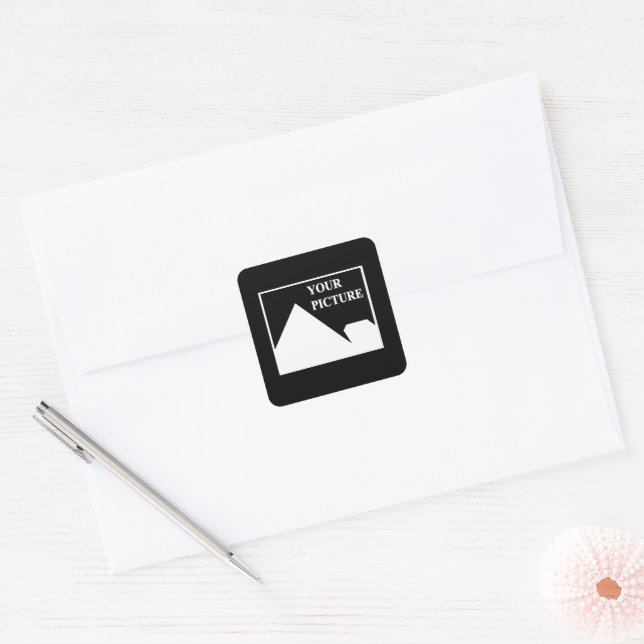 Modern Simple Create Your Own Wedding Picture Square Sticker (Envelope)