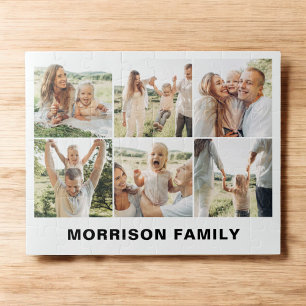 Modern Simple Custom 6 Photo Collage Jigsaw Puzzle
