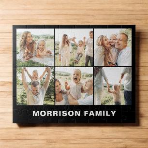 Modern Simple Custom 6 Photo Collage Jigsaw Puzzle