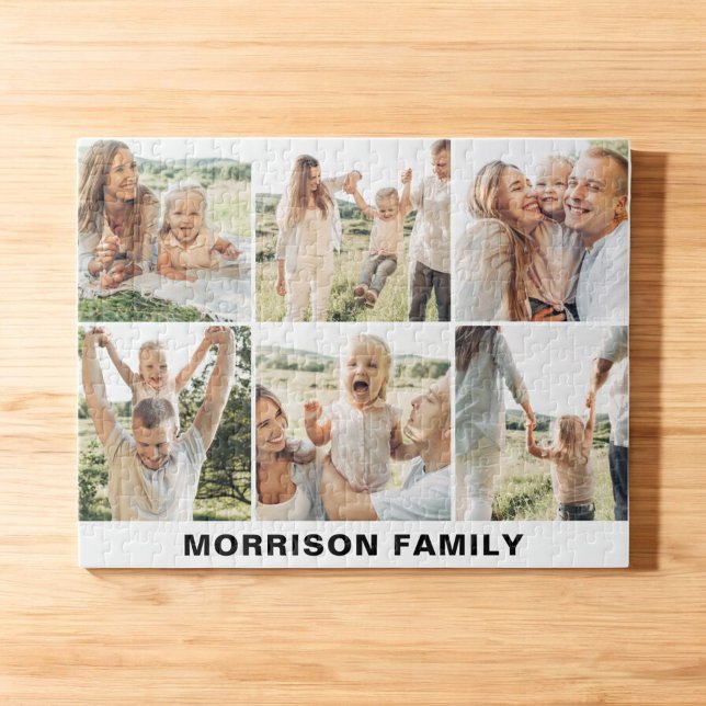 Modern Simple Custom 6 Photo Collage Jigsaw Puzzle (Creator Uploaded)