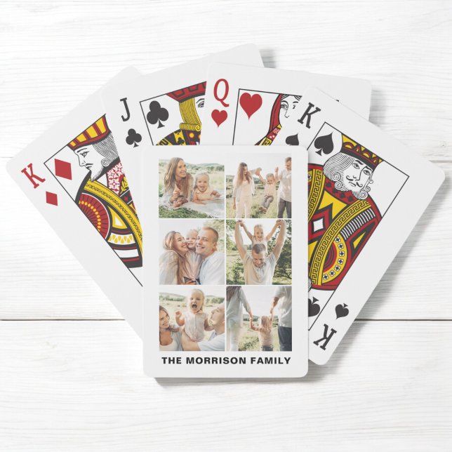 Modern Simple Custom 6 Photo Collage Playing Cards (Creator Uploaded)