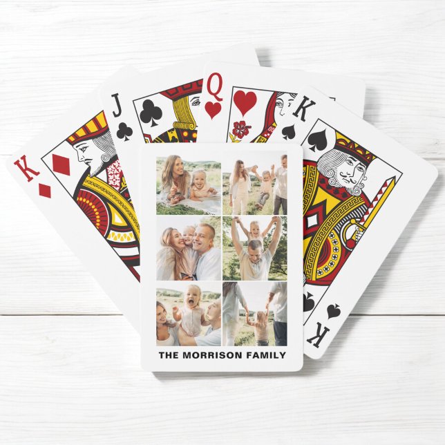 Modern Simple Custom 6 Photo Collage Playing Cards (Creator Uploaded)
