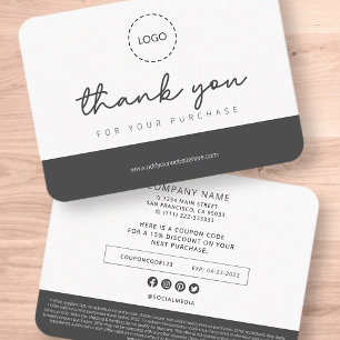 Modern Simple Custom Business Logo Coupon Promo Calling Card