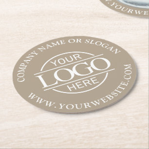 Modern Simple Custom Company Business Logo Branded Round Paper Coaster