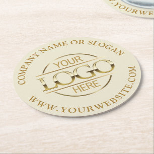 Modern Simple Custom Company Business Logo Branded Round Paper Coaster