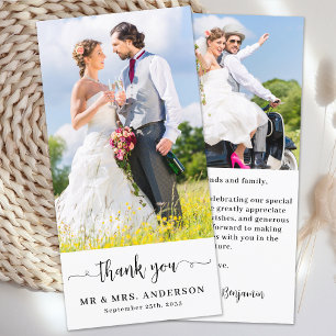 Modern Simple Custom Newlywed Photo Wedding Thank You Card