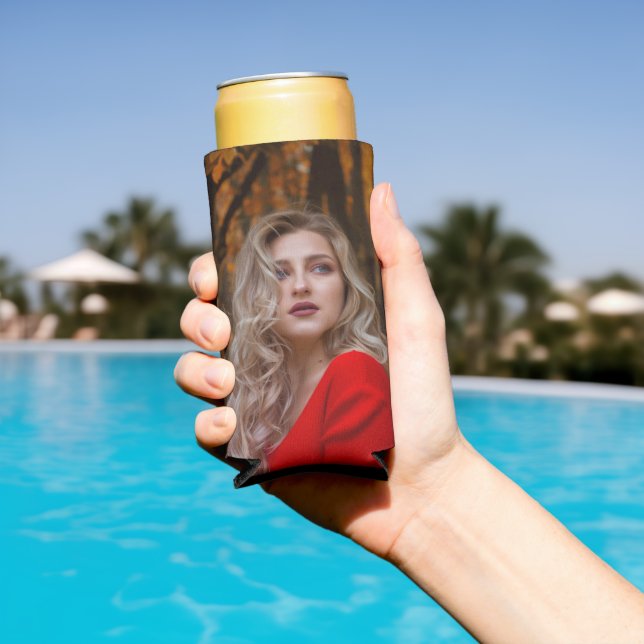 Modern Simple Custom One Photo Seltzer Can Cooler (In Situ Pool)