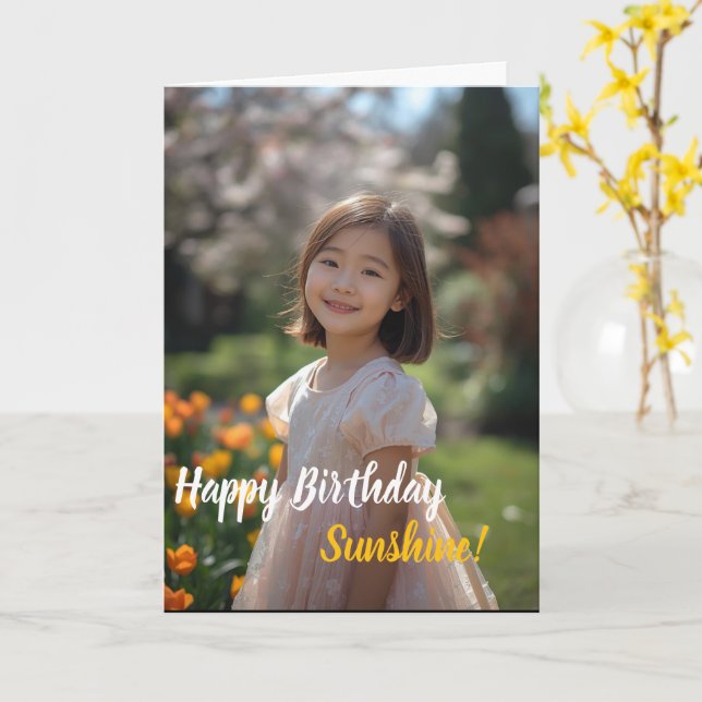 Modern Simple Custom Photo Birthday Card (Yellow Flower)
