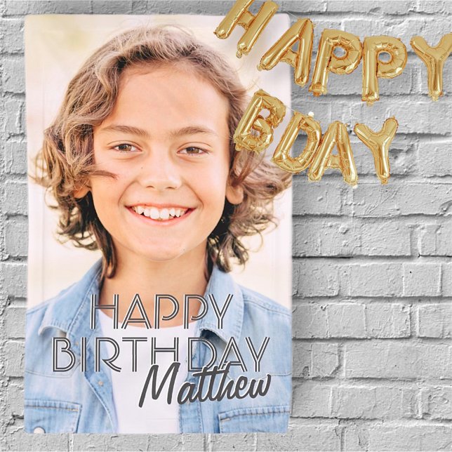 Modern Simple Custom Photo Birthday Greeting Banner (Creator Uploaded)