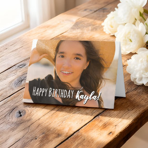 Modern Simple Custom Photo Birthday Greeting Card
