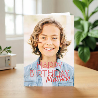 Modern Simple Custom Photo Birthday Greeting Card
