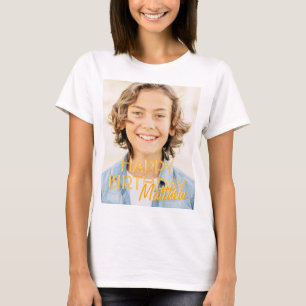 Modern Simple Custom Photo Birthday Greeting T-Shirt