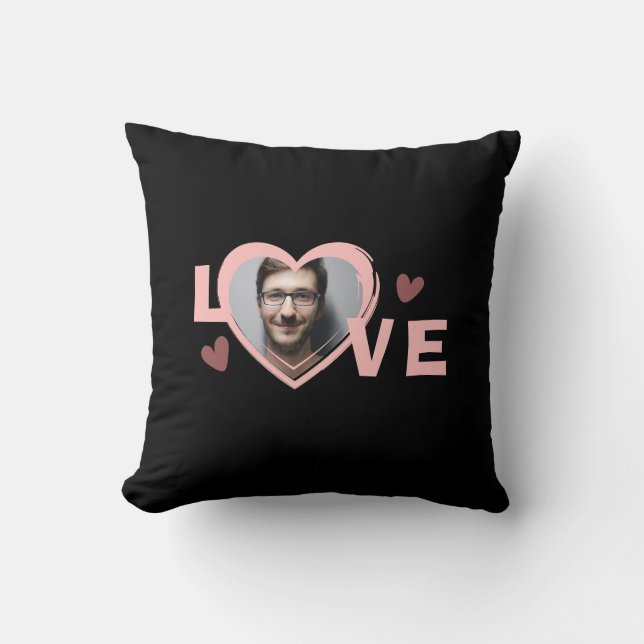 Modern Simple Custom Photo Love Heart  Cushion (Front)