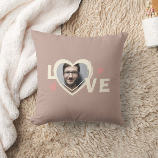 Modern Simple Custom Photo Love Heart  Cushion