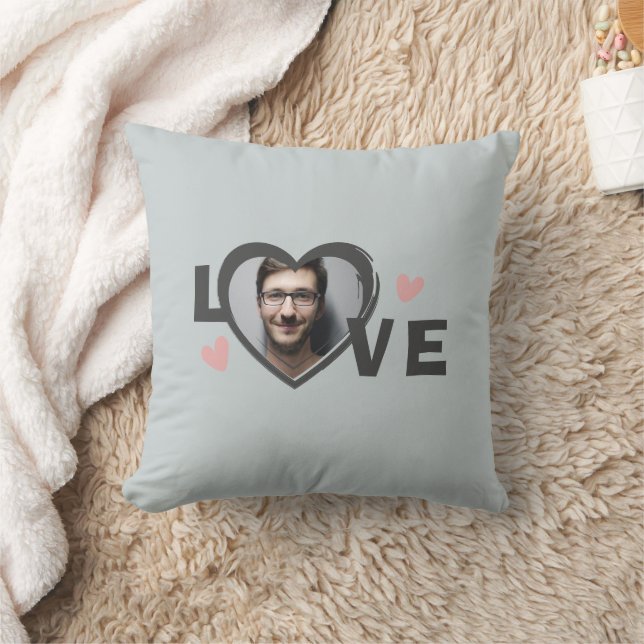 Modern Simple Custom Photo Love Heart  Cushion (Blanket)