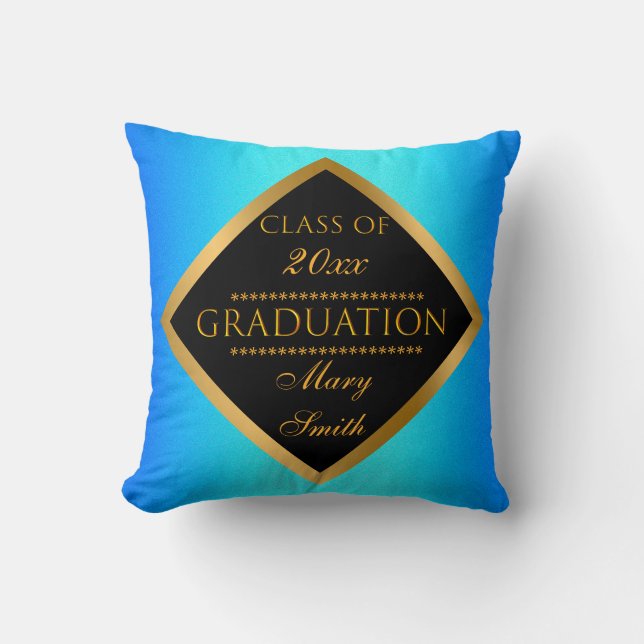 Modern Simple Customise Gold Blue Sky Cushion (Front)