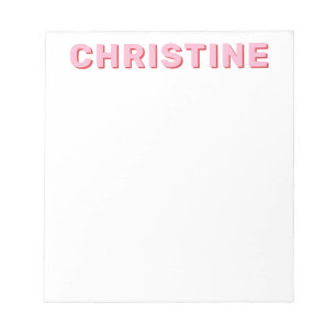 Modern Simple Cute Pink Typographic Kids Teacher Notepad