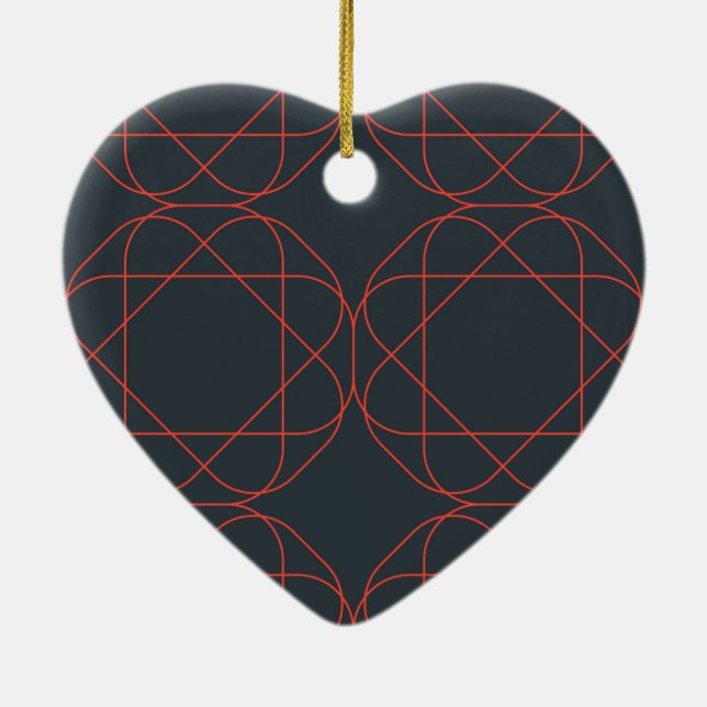 Modern, simple, cute, playful geometric pattern ceramic ornament (Back)