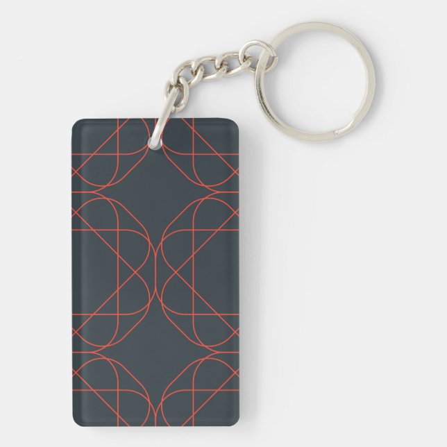 Modern, simple, cute, playful geometric pattern key ring (Back)