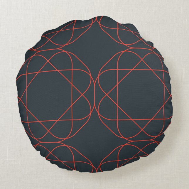 Modern, simple, cute, playful geometric pattern round cushion (Back)
