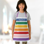 Modern Simple Cute Rainbow Custom Name Striped Kid Apron<br><div class="desc">Cute,  modern rainbow striped kids apron for both girls and boys - customisable with your name or other personalised text on all the stripes. This simple gender neutral design is perfect for a fun baking themed birthday party!</div>