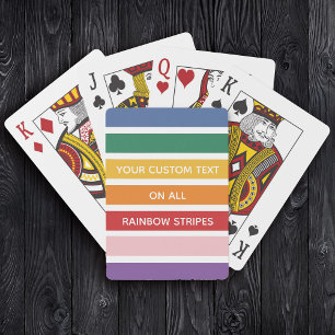Modern Simple Cute Rainbow Custom Text Striped Playing Cards