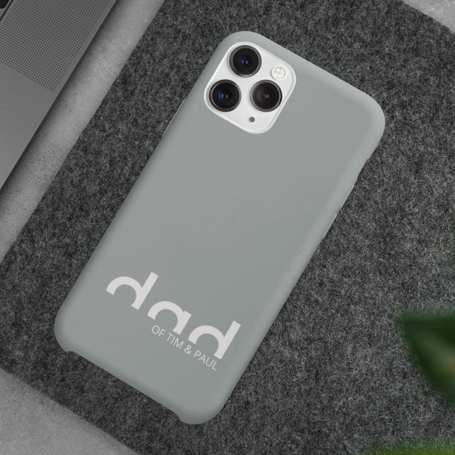 Modern Simple Dad Design with Kids Children Names Case-Mate iPhone Case (Creator Uploaded)