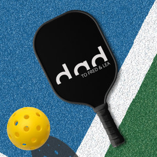 Modern Simple Dad Design with Kids Children Names Pickleball Paddle