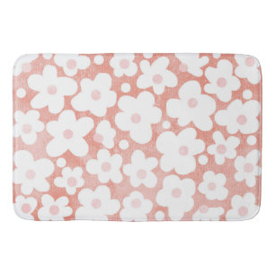 Modern Simple Daisies Pastel Pink Terracotta Bath Mat