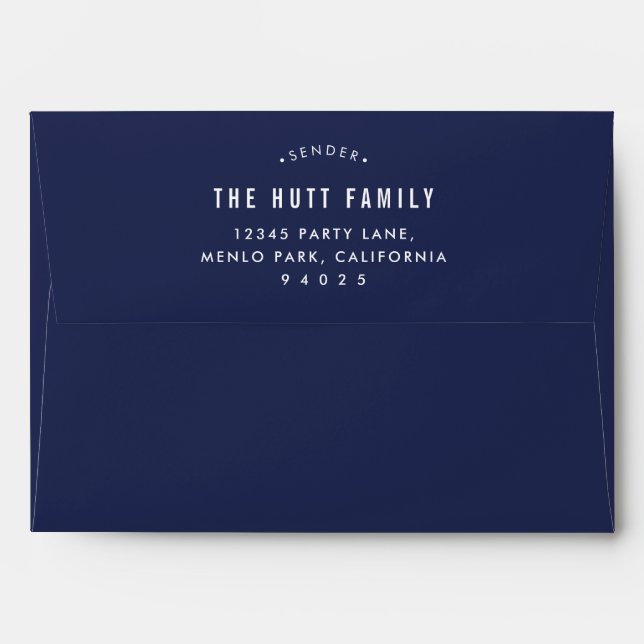 modern simple dark blue Geometric gold frame Envel Envelope (Back (Top Flap))