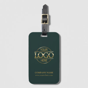 Modern Simple Dark Green Business Logo Employee Luggage Tag