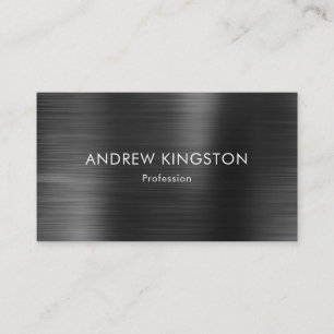 Modern Simple Dark Grey Faux Brushed Steel Metal Business Card