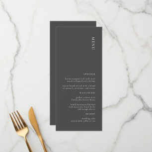 Modern Simple Dark Grey Wedding Menu
