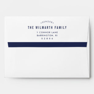 MODERN simple dark navy blue Geometric gold frame  Envelope